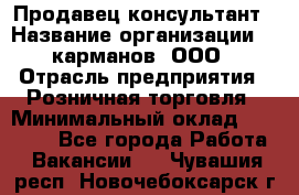 Продавец-консультант › Название организации ­ 5карманов, ООО › Отрасль предприятия ­ Розничная торговля › Минимальный оклад ­ 35 000 - Все города Работа » Вакансии   . Чувашия респ.,Новочебоксарск г.